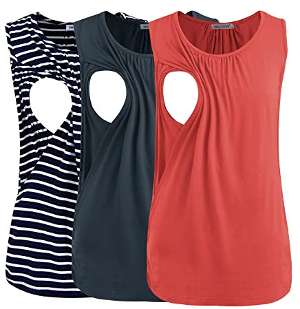 Smallshow Damen-Umstands-Tank-Tops, Stillkleidung, 3er-Pack, Mittel