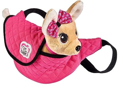 Simba 105893494 - Chichi Love Street, Chihuahua Plüschhund in Einer trendigen Bauchtasche, Gurt größenverstellbar