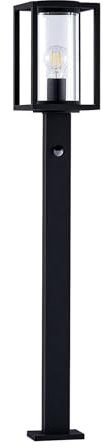 Lucande Außenleuchte Ferda mit Bewegungsmelder (spritzwassergeschützt (Modern) in Schwarz aus Aluminium (1 flammig, E27) - Wegeleuchte Pollerleuchte Wegelampe Sockelleuchte