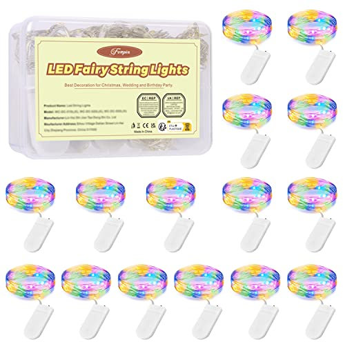 LED Lichterkette Batterie, 15 Stück 2M 20LED Micro Batterie-Betrieben Kupfer Drahtlichterkette Fairy Light für Party, Garten, Weihnachten, DIY Innen Draussen Dekorationen