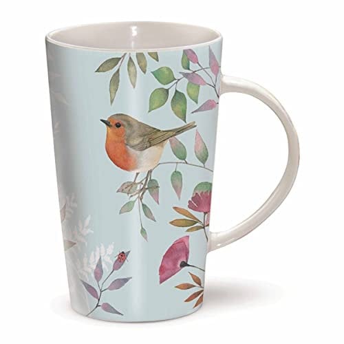 Otter House Vintage Garden, Blue Floral & Birds Latte Mug
