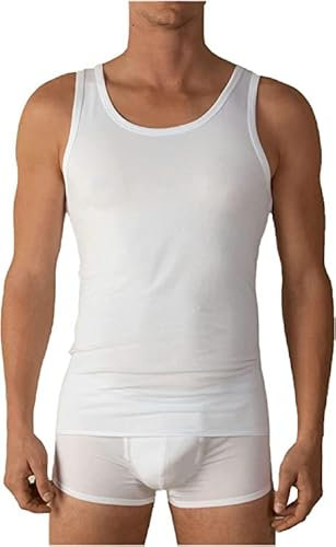 Liabel Canotta Intima Spalla Larga 100% Cotone Pettinato Canottiera Intima Uomo in Cotone B32 (M, 3 Pezzi Bianco)