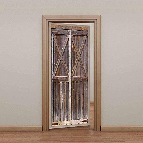 LuSeven 3D Tür Aufkleber für Schlafzimmer Küche Toilette Retro nostalgische Holztür 40x120cm Türtapete selbstklebend TürPoster Fototapete Türfolie Poster Tapete 3D Türaufkleber Selbstklebend DIY Türbi