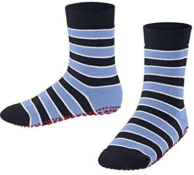 FALKE Unisex Kinder Stoppersocken Simple Stripes K Hp Baumwolle rutschhemmende Noppen 1 Paar, Blau Marine 6120, 31/34 EU