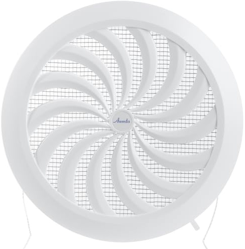 Vent Systems Rejilla de ventilación redonda de 150 mm, plástico blanco, con cierre, cubierta con protección contra insectos, para exterior, interior, cobertizo de jardín, baño, garaje, HVAC