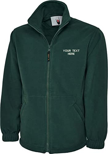 Personalised Embroidered Your Text UC640 Fleece Jacket, Classic Full Zip Micro Fleece Jacket XS to 4XL (M, Bottle Green)