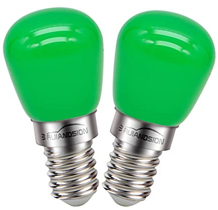 Ruiandsion E14 LED Glühbirne 220V Kühlschrank Birnen Ersatz für Appliance Kühlschrank Dunstabzugshaube, Grün (2er Pack)