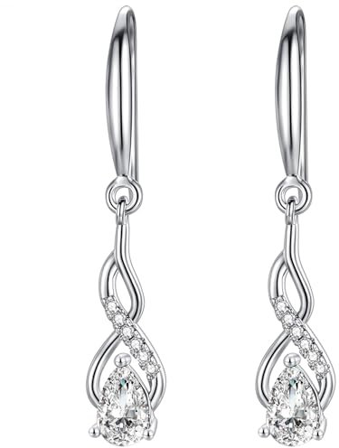 WOVEE Ohrringe Silber 925 Hängend AAA Zirkonia Kristall Ohrhänger Lange Hängeohrringe Damen Braut Hochzeit Schmuck