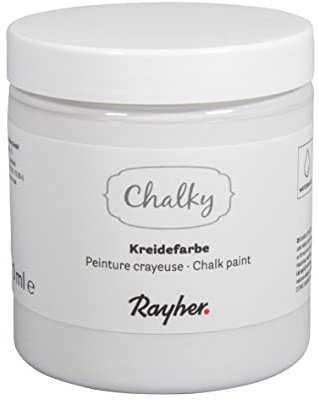 Rayher Chalky, Kreidefarbe auf Wasserbasis, weiß, für Shabby-Chic, Vintage- und Landhaus-Stil-Looks, Dose 230 ml, 35048102