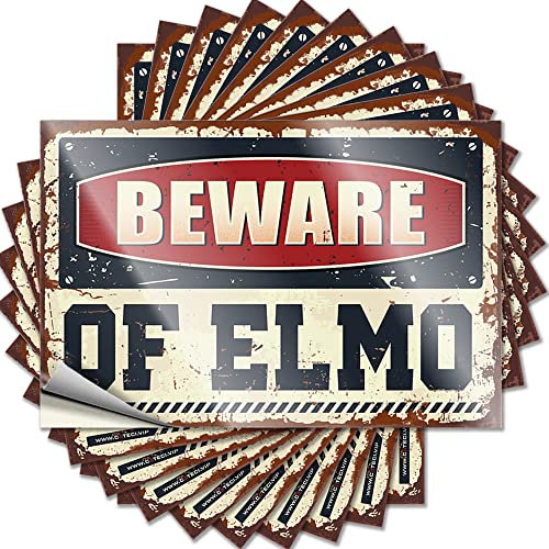 COTECI Lustige Autoaufkleber Beware Of Elmo, lustiger Aufkleber, 10 Stück Gefahrenaufkleber, Autoaufkleber (Größe: 6 x 9 cm)