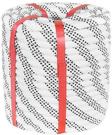 Climbing Rope 1/2 in x 100 Ft White Bull Rope Polyester Braided Arborist Rope 1/2 inch 48 Strands 100ft for Tree Pulling,Nautical Rigging Rope Swing