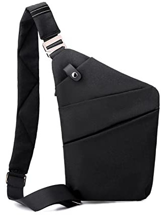 FANDARE Anti-Diebstahl Brusttasche Herren Sling Crossbody Pack Umhängetaschen Schultertasche Bauchtasche Crossover Rucksack Daypacks für Männer Outdoor Reisen Camping WanderrucksäckeSchwarz