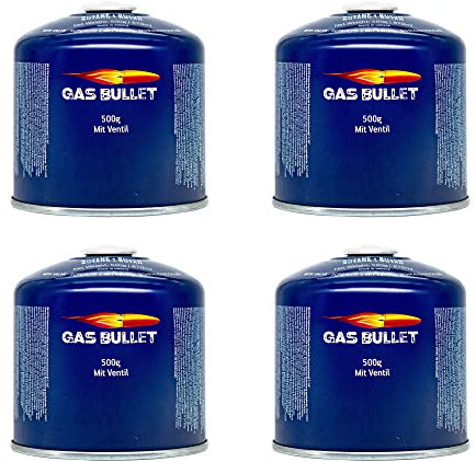 Campata 500g Butangas Camping Gaskartusche EN417 Ventilkartusche 1000 ml Gas Kartusche mit Camping Gas, Gaskartuschen Schraubventil (4Stk.)