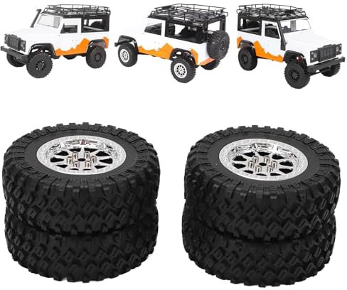 Bobby car Reifen, Kunststoff und Gummi rc Drift car gummireifen, RC Autoreifen Reifenrad, 4PCS Silber RC Autoreifen Reifenrad Für D90 D91 D99 D99S D86 RC Autoersatzteile Upgrades Zubehör