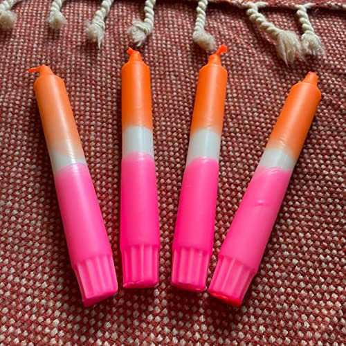 Leuchtende Farbexplosion: Einzigartige handgemachte Dip-Dye Kerzen in Neon Orange & Neon Pink für stimmungsvolle Raumgestaltung, Entspannung & Geschenkideen - Hochwertige Unikate!