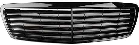GRFIT KüHlergrill Glänzend Schwarzer ABS-Auto-Frontgrill-Grill Für Benz W211 E-KLASSE 2002–2006 Zierleiste Kompatibel