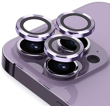 JEHOO 6 Pièces Protection Objectif Caméra pour iPhone 13 Pro Max/iPhone 13 Pro, Lot de 2, Trempé 9H, HD Transparent, Positionnement Précis, Installation Facile, Résistant aux Rayures (Violet)