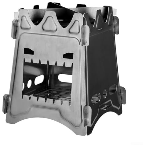 Oniissy Poêle à bois minimaliste en titane ultra léger portable et pliable pour camping, randonnée, et survie en bushcraft. Plus solide, plus léger que l'acier