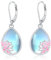 REDSUN Mondstein Ohrringe Lotus Ohrringe 925 Sterling Silber Mondstein Ohrring Leverback Mondsteins Schmuck Weihnachten Geburtstag Geschenke für Frauen Mädchen Mutter