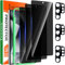 IMBZBK 3 Pack Privacy Screen Protector for Samsung Galaxy S24 Ultra Tempered Glass 3 Pack Camera Lens Protector Accessories Anti Spy case Friendly, Support Fingerprint Reader, full coverage
