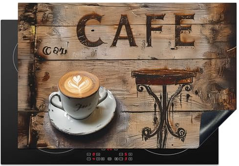 KitchenYeah© Protege Plaque Tapis Pour Induction 78x52 cm Kitchen Decoration Cuisine Protection Vitrocéramique Pour Cuisiniere Café - Bois - Café - Etagères - 78x52 cm
