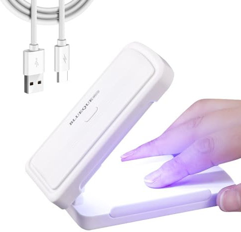UV Nail Lamp, Mini UV Lamp for Gel Nails Foldable Portable Nail Dryer Flashlight 36W Powerful LED Gel Nail Lamp for Curing Glue Gel Nail Gems, Nail Flash Light (USB Plug in Version)