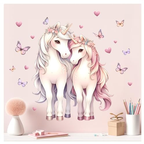 Little Deco Wandsticker Pferde Kinderzimmer Wandtattoo XXL Wandaufkleber Pony rosa Babyzimmer Schlafzimmer Wanddeko DL5040-03