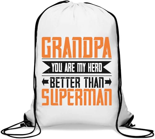 Grandpa, you are my hero better than super man Gym Sack Casual Drawstring Bag White, weiß, Einheitsgröße