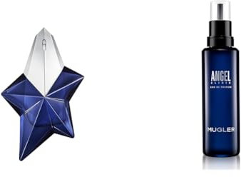 MUGLER ANGEL ELIXIR, Eau de Parfum Rechargeable 25 ml + Eau de Parfum Flacon Recharge 100 ml, Parfum pour Femme Boisé Floral, Lot de 2 produits