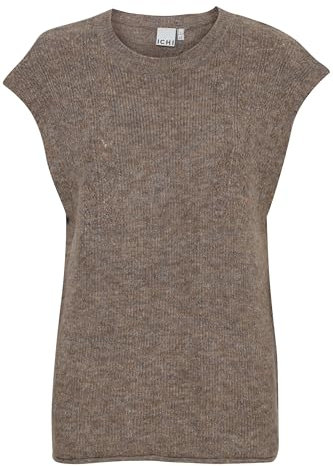 ICHI IHKAMARA Damen Pullunder Strickpullunder Rundhals Loose fit, Größe:M, Farbe:Fungi (171212)