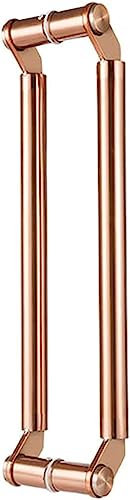 Barn Door Push Pull Door Handle Stainless Steel Brushed Sliding Barn Door Handle for Shower Door/Glass Door/Pocket Doors, 24/32/40/48inch Entry Door Handle for Office/Front Door (Rose Gold 1