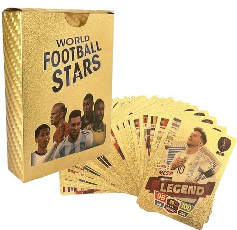 Umbrean Fußball Stars Kartenspiel, Gold-Edition, für Kinder und Erwachsene, geeignet für Partys, Geburtstage, Hochzeiten-55 Stück