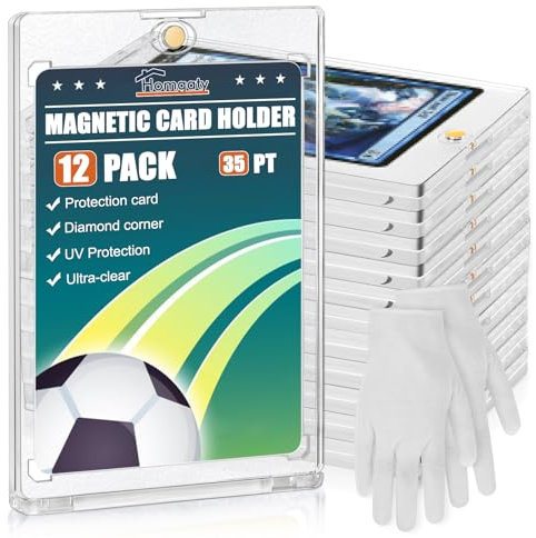 Homgaty 12PCS Magnetic Card Holder, 35PT Sammelkarten Hüllen UV-Schutz Kunststoff Harte Kartenhüllen Halter Transparent Karten Sleeves für Pokemon,Magic, MTG, Baseball, Fußball