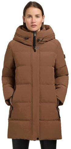 khujo Damen Winterjacke warme Steppjacke mit Kapuze und hohem Kragen Lola-YM Buff Brown Gr. XXL