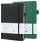 Taccuino - Taccuino A5 - Taccuino Puntinato A5-2 quaderni - Carta da 100 gsm - 160 pagine - Copertina in pelle - Taccuino da viaggio con motivo a rilievo di alberi - Nero e verde
