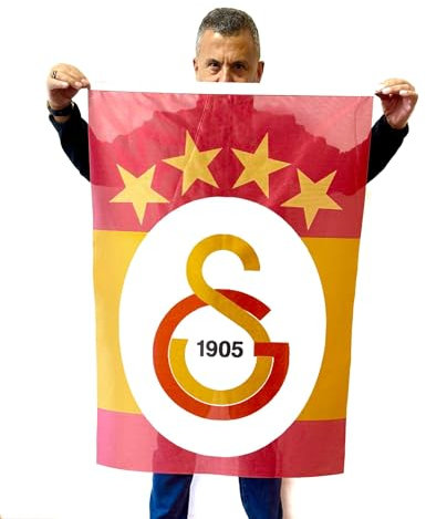 Galatasaray Flagge 70 x 105 cm - für Fahnenmast, Türkeifahne aus reißfestem Fahnen-Polyester-Stoff, Hissfahne Quer wetterfest und UV-beständig Türkei (Logo GS)