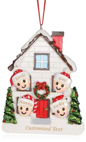 Weihnachtsbaumschmuck Personalisiert Familie Weihnachtsbaum Deko mit 2-6 Namen Weihnachtskugel Anhänger Holz/Kunstharz