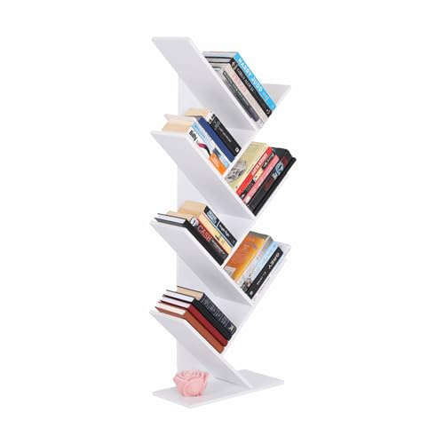 nabbi Bücherregal - weiß und SCHMAL, 6 Etagen, Bücher Regal, Standregal für Wohnzimmer, Büro und kleine Räume - Skandinavisches modernes Design, Bookshelf, Buchregal, Regal Wohnzimmer BAKI TYP 2