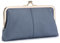 Karoukee Weiches Echtleder Geldbörse für Frauen, Vintage Style Damen Handy Geldbeutel, Elegantes Portemonnaie mit 8 Kartenfächern, Goldener Kuss-Schloss-Verschluss, Blau