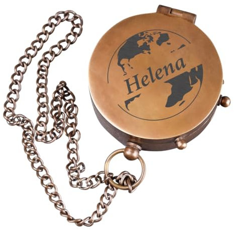 polar-effekt Kompass aus Messing mit personalisierter Gravur - Geschenk zum Jubiläum - Outdoor Taschenkompass mit Namen - Ideal für Camping & Segeln - Farbe: Bronze