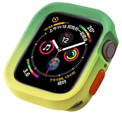 HKTS Funda de TPU para Apple Watch Series Ultra 49 mm 9 8 7 41 mm 45 mm, carcasa con marco de parachoques para iWatch 6 5 SE 4 40 44 mm(Green yellow,40mm)