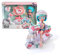 Famosa 4SF - Hello Kitty Pretty Pink Scooter, Japanische Fashion Puppe mit Motorrad, Figur von 19,5 cm mit 15 Gelenkpunkten, Inklusive Helm und Tasche, Trägt EIN Top mit Mikroschorts, (HKTF3000)