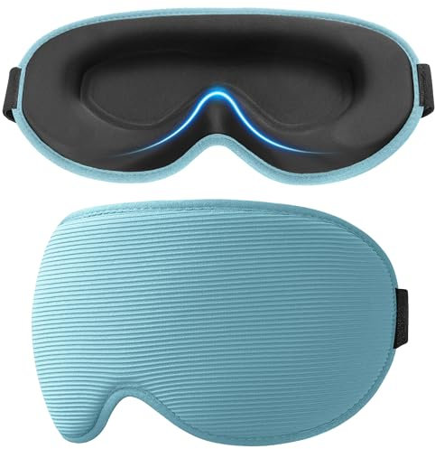 Gritin Schlafmaske für Seitenschläfer, Upgrade 3D Augenhöhlen Schlafbrille mit Verstellbarem Gummiband, Lichtblockierend & Atmungsaktiv, Augenmaske für Männer & Frauen -Himmelblau