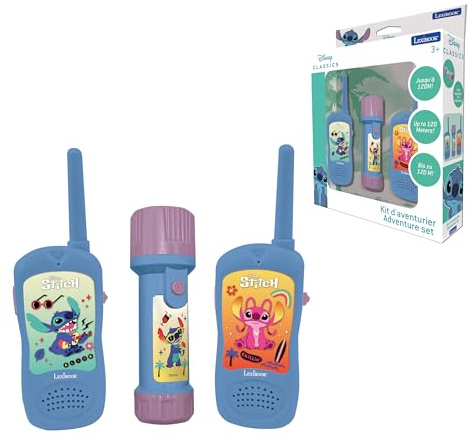 Lexibook, Stitch, Abenteurer-Set, RPTW10D | 120m-Walkie-Talkies, Fernglas, Taschenlampe, Kompass, Blau