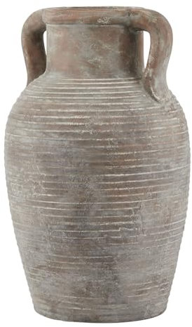 Large Brown Amphora Pot, Rustic Tall Flower Vase, Decorative Greek Style Ribbed Flower Pot, Ceramic Pot with Handles, Rustic Urn Vase Planter, Vintage Style Jar, Rustic Weathered Large Pot