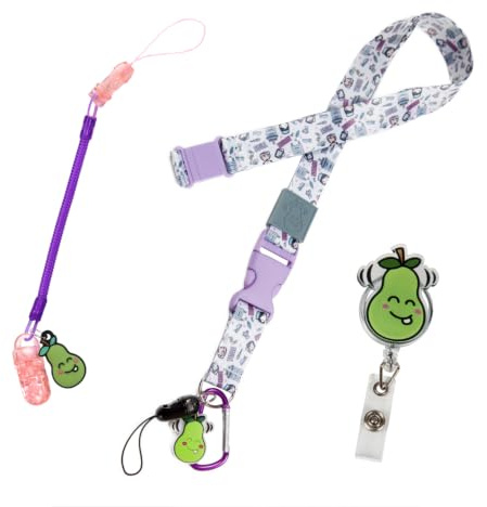 La Repera de Enfermera® Lanyard Enfermera + Carrete Retráctil + Portatijeras | Mini Set 3 Accesorios Enfermeria | Accesorios Enfermera Veterinaria y TCAE | Regalos Enfermeria y TCAE (PURPLE)