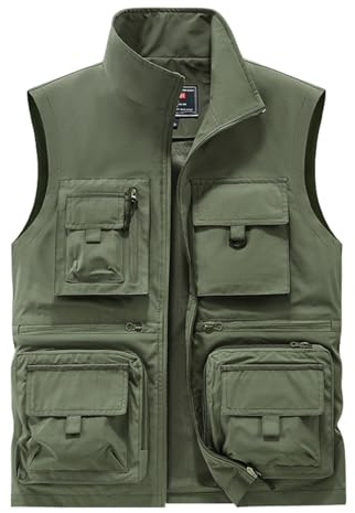 Rrongwn Herren Freien Tarnung Weste Sommer Leicht Vielen Taschen Camo Casual Gilets Outdoor Multifunktions Ärmellos Angeln Weste Geeignet Für Camping Jagd Fotografie Wandern