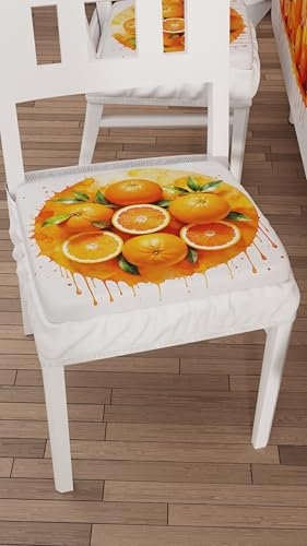PETTI Artigiani Italiani - Stuhlkissen mit Gummizug, 2-teilig, Kissenhüllen aus Mikrofaser, Stuhlhussen mit Feder, Motiv Orangen, 100% Made in Italy