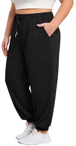 FOREYOND Jogginghose in Übergröße für Damen, lässig, Lounge, Yoga, Jogger, elastische Taille, Workout, aktive Sweathose mit Taschen