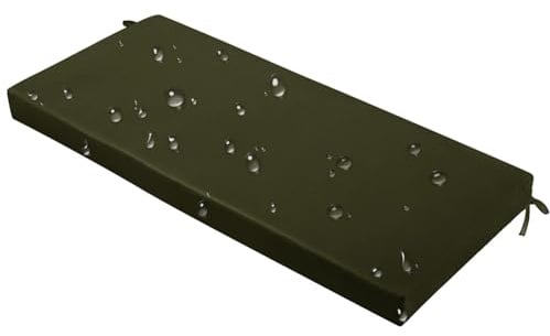 YFHT Bankauflage Outdoor Wasserfest, 120x40x3cm Gartenbank Auflage mit Bändern, Sitzauflage Bank, Sitzkissen Bank Outdoor, Sitzpolster Bank für Garten, Terrasse, Balkon, Olive